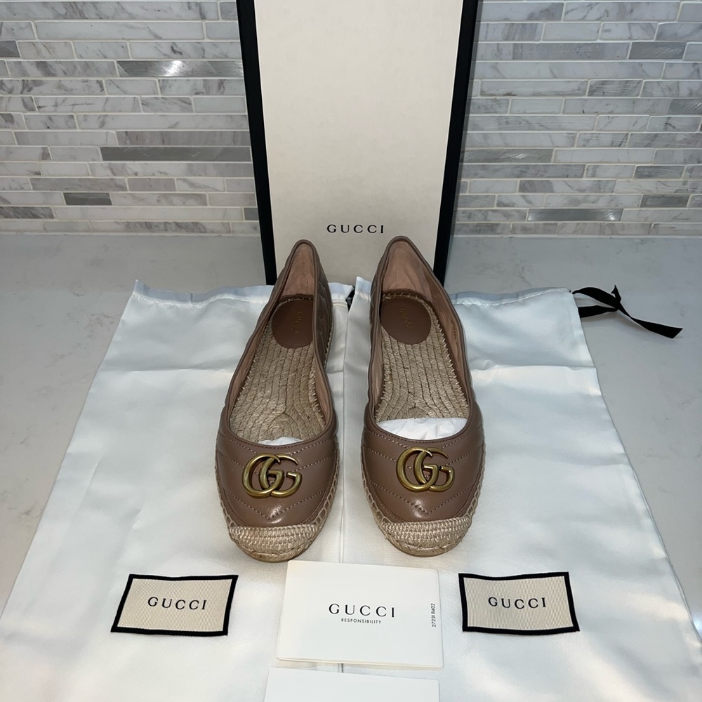 Gucci Nappa Charlotte leather espadrille with double GG 40 - Picture 6 of 7